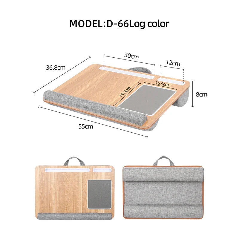 Multi-Purpose Laptop Desk with Adjustable Legs – Portable Bed & Sofa Table with Double Groove, Anti-Slip Bar & Embedded Mouse Pad