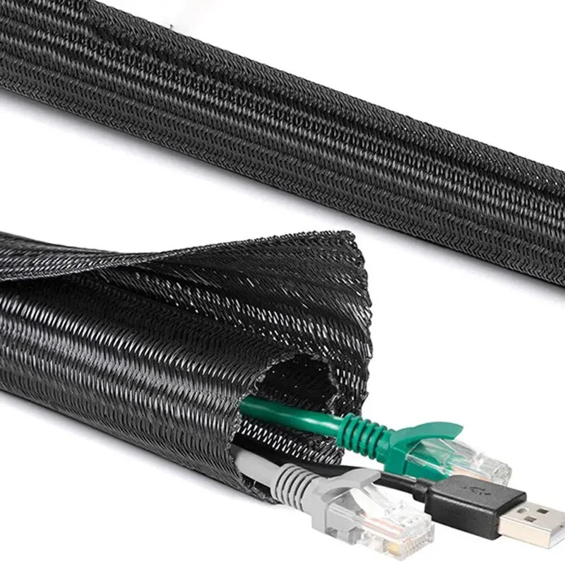 3M Black Insulated Braid Sleeving – 19mm Tight PET Wire Cable Protection, Expandable Cable Sleeve for Wire Gland