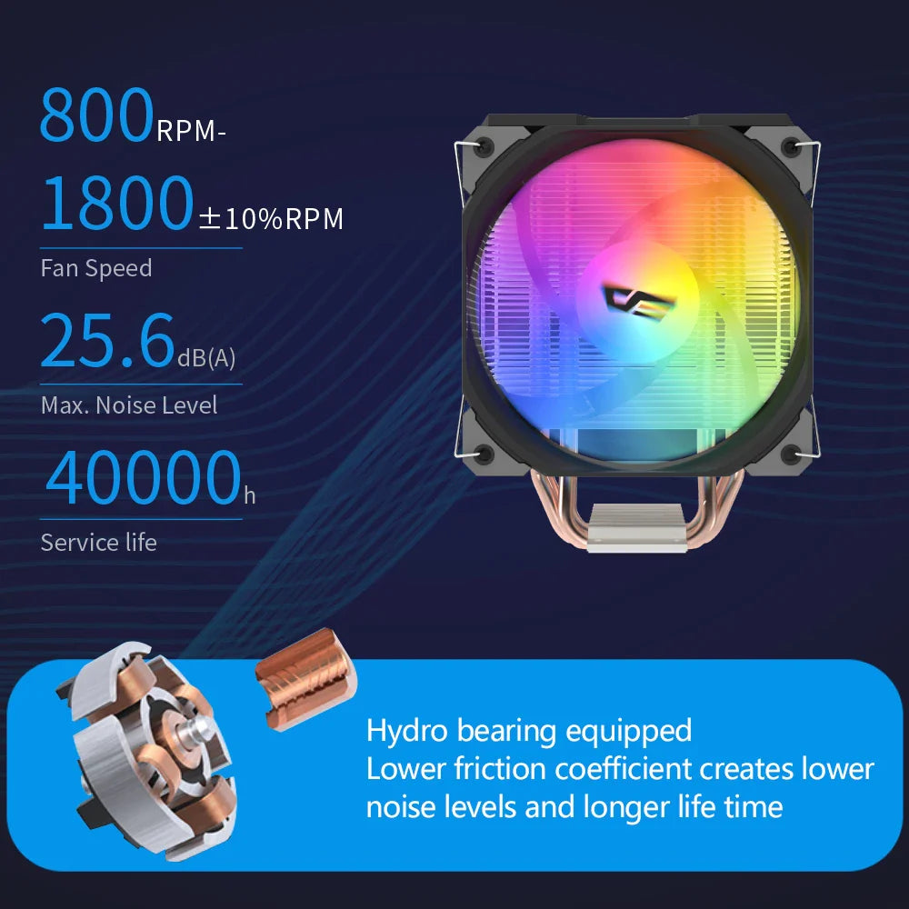 Darkflash U400 ARGB CPU Cooler — 4 Heat Pipe 120mm PWM Air Cooler for Intel LGA 115X/1200/1700 & AMD AM4/AM5