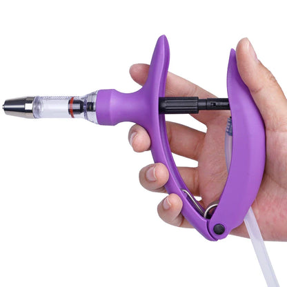 2ml/5ml Veterinary Animal Syringe - Continuous Injector with 10 Needles for Cats, Chickens, Sheep, Farm Use