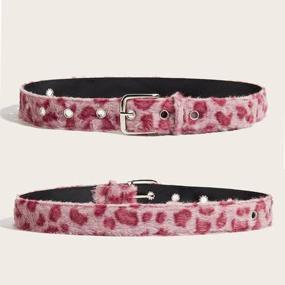 Gothic Y2K Faux Fur Belt - Women’s Punk Hip Hop Waistband for Jeans & Winter Fashion