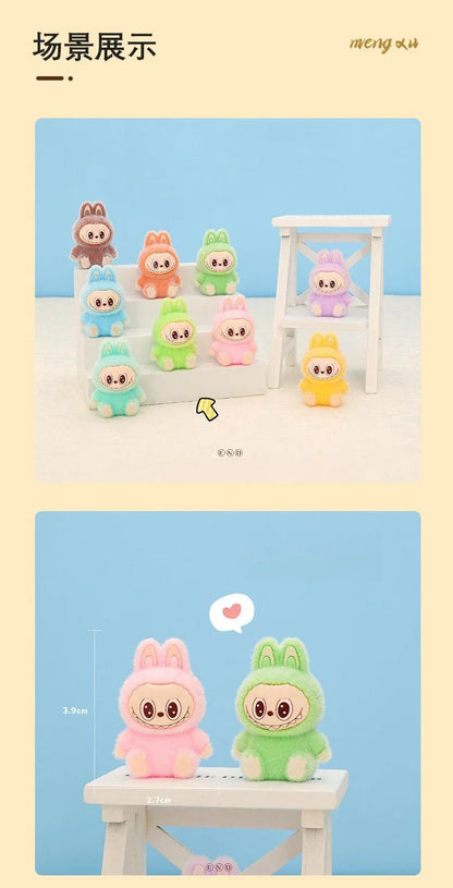 10pcs Lububu Anime DIY Flocked Action Figures — Kawaii Desktop & Car Pendant Dolls, Christmas Gift Toy