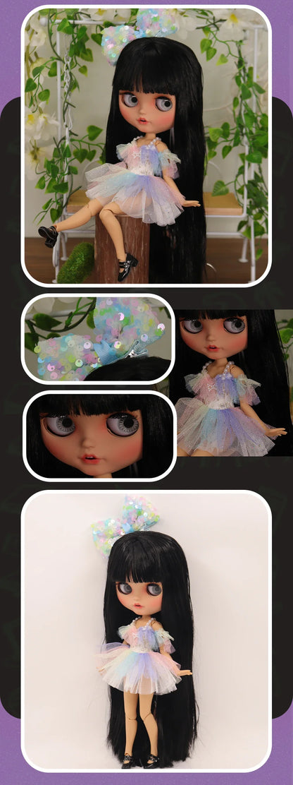 ICY DBS Blyth Doll – 1/6 Joint Body BJD Anime Girl with Tan Skin, Matte Face & Pouting Mouth OOAK OB24
