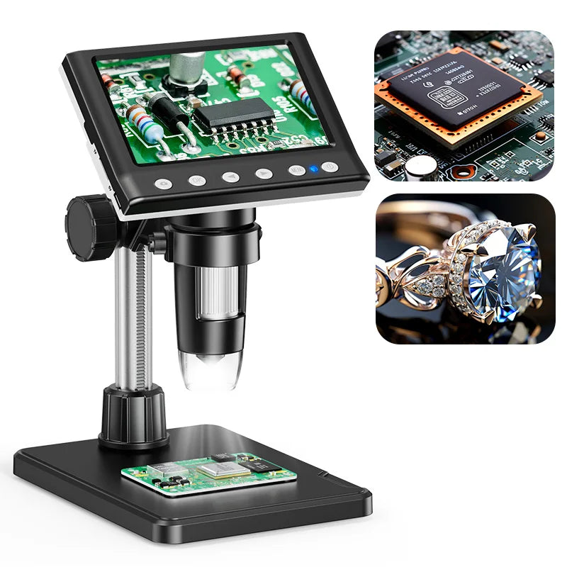 Hayve 4.3” Digital Microscope – 1000X 1080P Coin & Soldering Microscope with 8 LEDs, PC View Video Inspection Tool for Electronics Repair