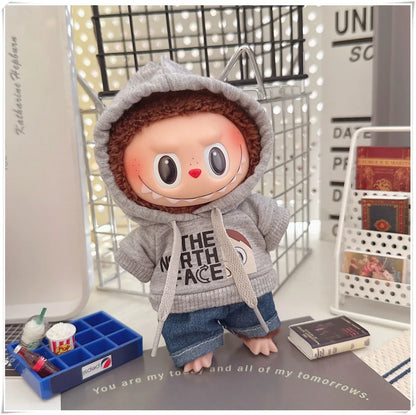 15/17cm Labubu V1 V2 Doll Clothing Set – Fashion Hoodie & Pants, Korean Idol Style DIY Accessories Toy Gift