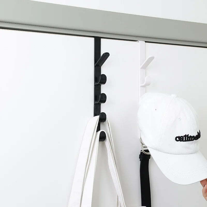 Houseeker 6-Hook Hat Holder — L-Shaped Wall Mount Rack for Baseball Caps & Belts