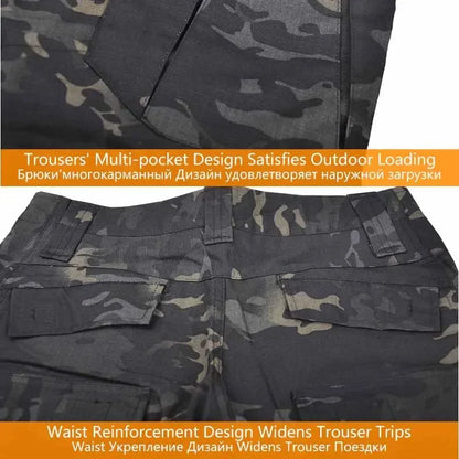 Men’s Camo Tactical Uniform Set | Ripstop Airsoft Suit with Multi-Pocket Pants & Training Shirt for Hunting or Paintball
