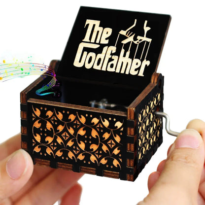 Wooden Hand Crank Jurassic Park Music Box – Classic Theme Melody Gift for Kids & Collectors