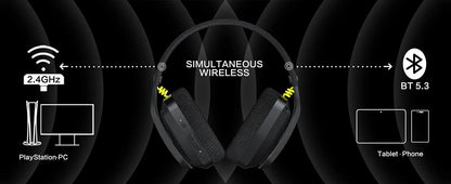 BINNUNE BW06 2.4GHz Wireless Gaming Headset — Bluetooth Headphone with Mic for PS5, PS4, PC, Mac, Playstation
