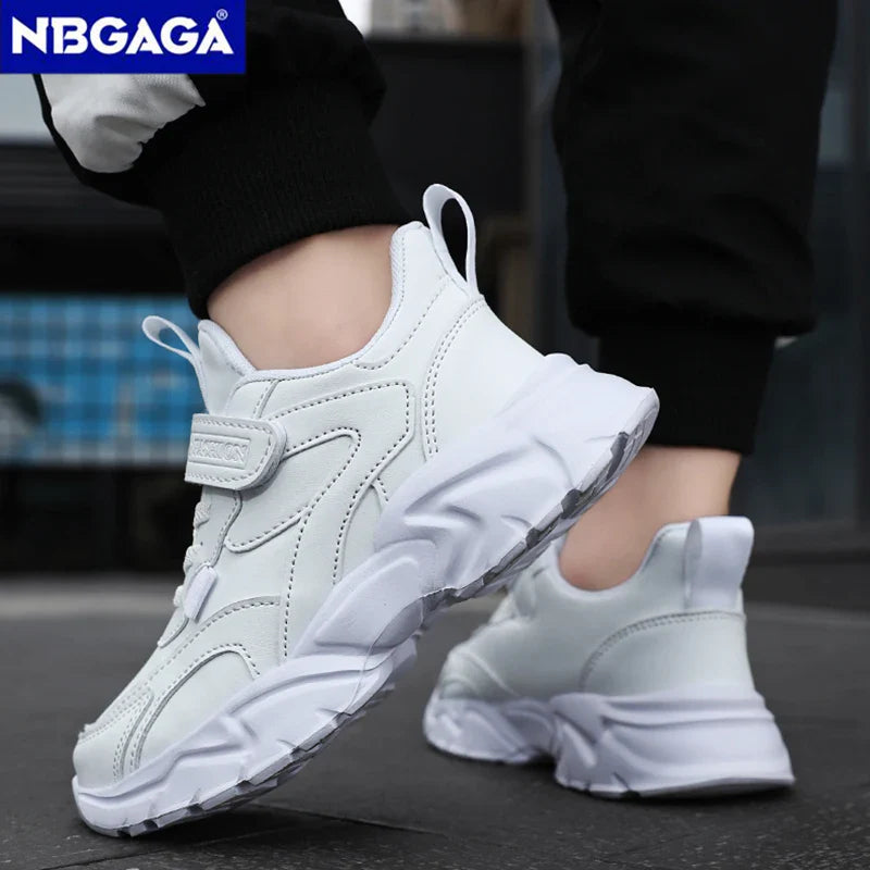 Kids Sport Casual Shoes — Leather Sneakers for Girls & Boys (Ages 5-16), Outdoor Running, Soft Sole, Anti-Slip Walking Footwear