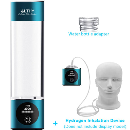 ALTHY Hydrogen Water Generator Bottle - DuPont SPE+PEM Dual Chamber Ionizer Cup with H2 Inhalation Device, PPB & Time Display
