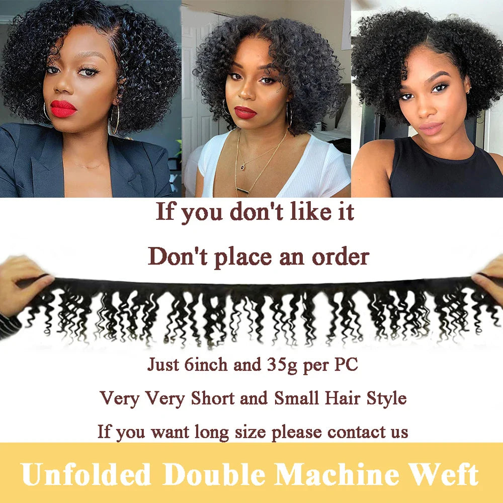 Code Calla Bouncy Curly Hair Bundles – Double Draw 6-inch Short Cut Remy Human Hair Extensions in Natural Black & Brown
