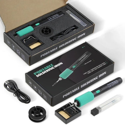 LF USB Soldering Iron 8W – 3-Level Adjustable Temperature Rechargeable Lithium Battery Welding Kit for DIY Electronics & Home Repair Soldering Set