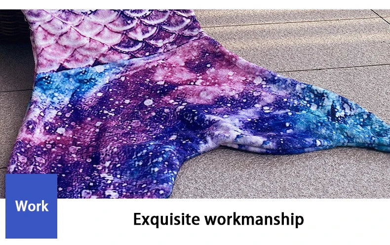 Mermaid Blanket Sleeping Bag — Anti-Kick Flannel Quilt with Soft Fabric, High Color Fastness, Fish Tail Design for Kids’ Birthday Gift