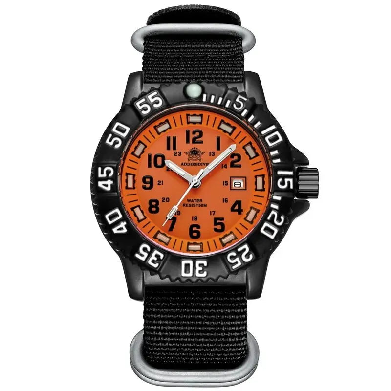 Addies Men's Military Watch - Luminous, Multi-Functional Quartz with Nylon & Steel Strap, Waterproof Outdoor Sports Watch