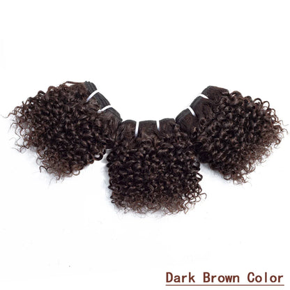 Code Calla Bouncy Curly Hair Bundles – Double Draw 6-inch Short Cut Remy Human Hair Extensions in Natural Black & Brown