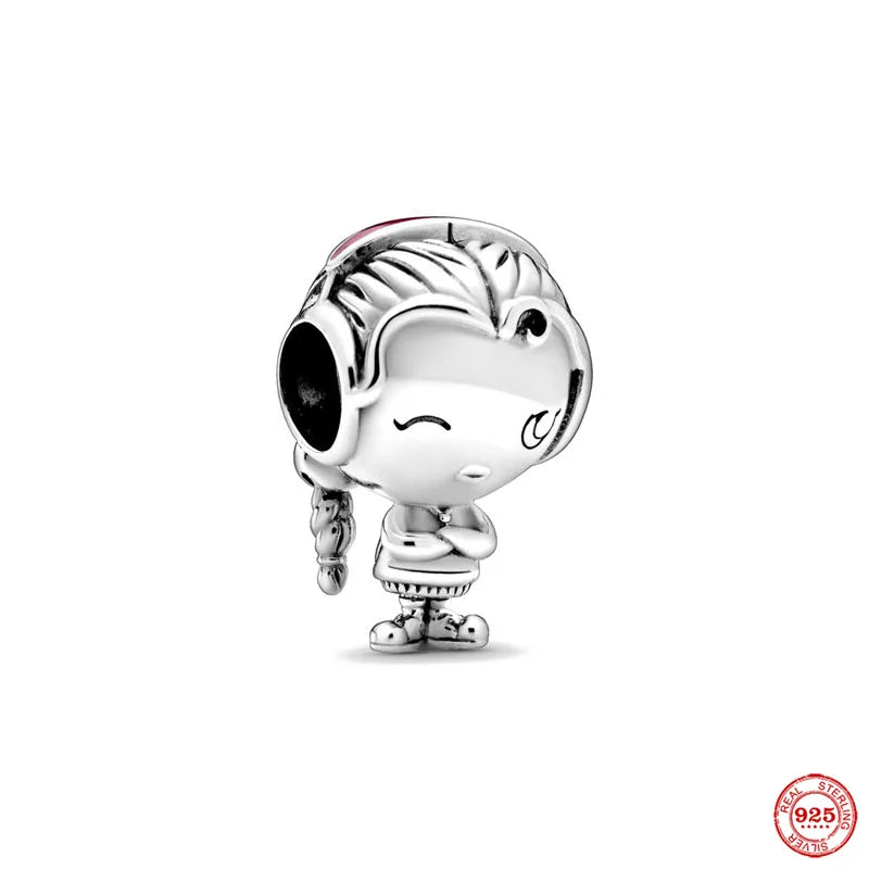 Europe 925 Silver Family Charm Pendant - Boy, Girl, Mom & Sisters Bead for Pandora Bracelet, Sparkling Dangle Jewelry
