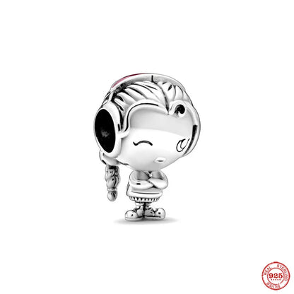 Europe 925 Silver Family Charm Pendant - Boy, Girl, Mom & Sisters Bead for Pandora Bracelet, Sparkling Dangle Jewelry