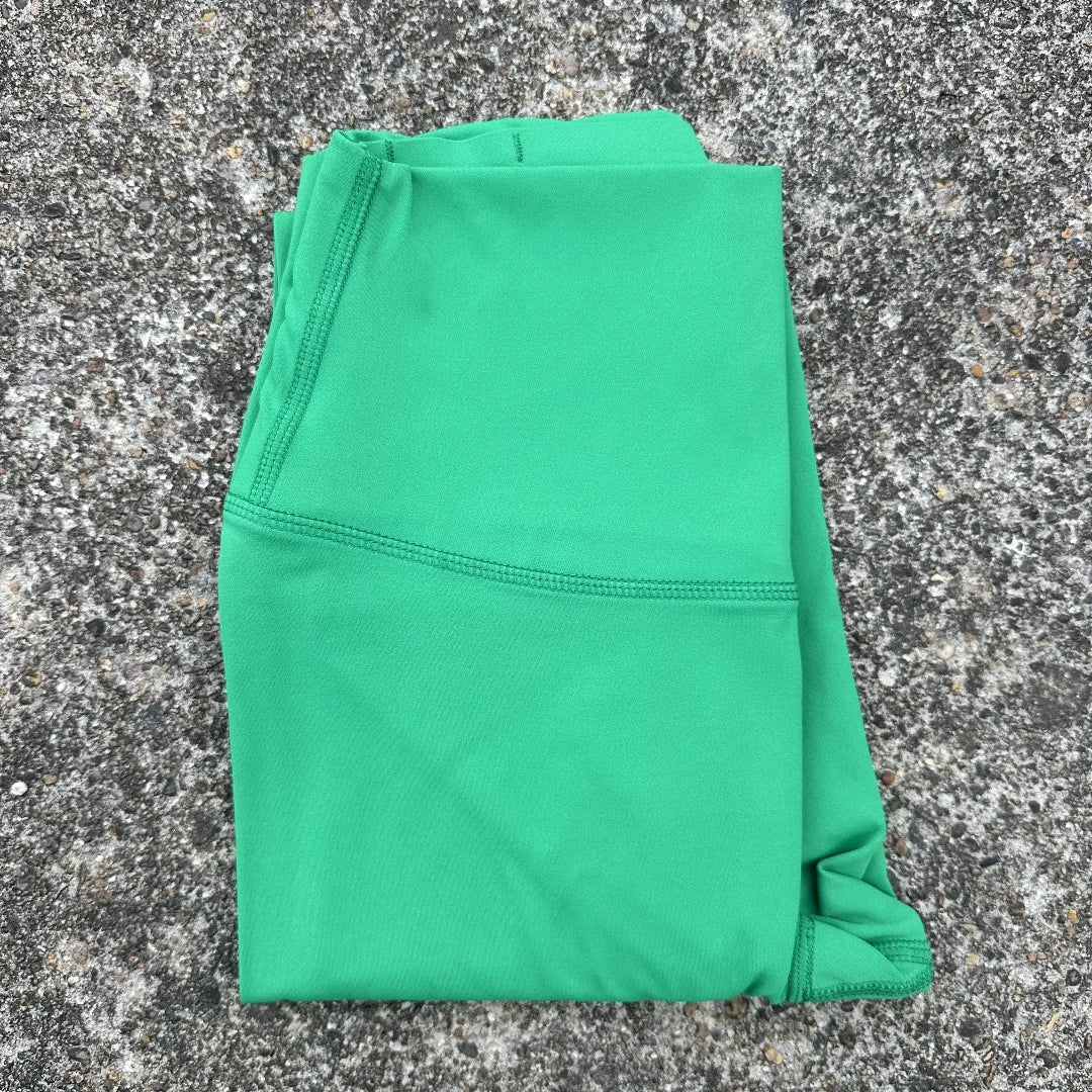 High Waist Women's Yoga Leggings - Solid Color Cropped Gym & Training Pants with Back Pocket