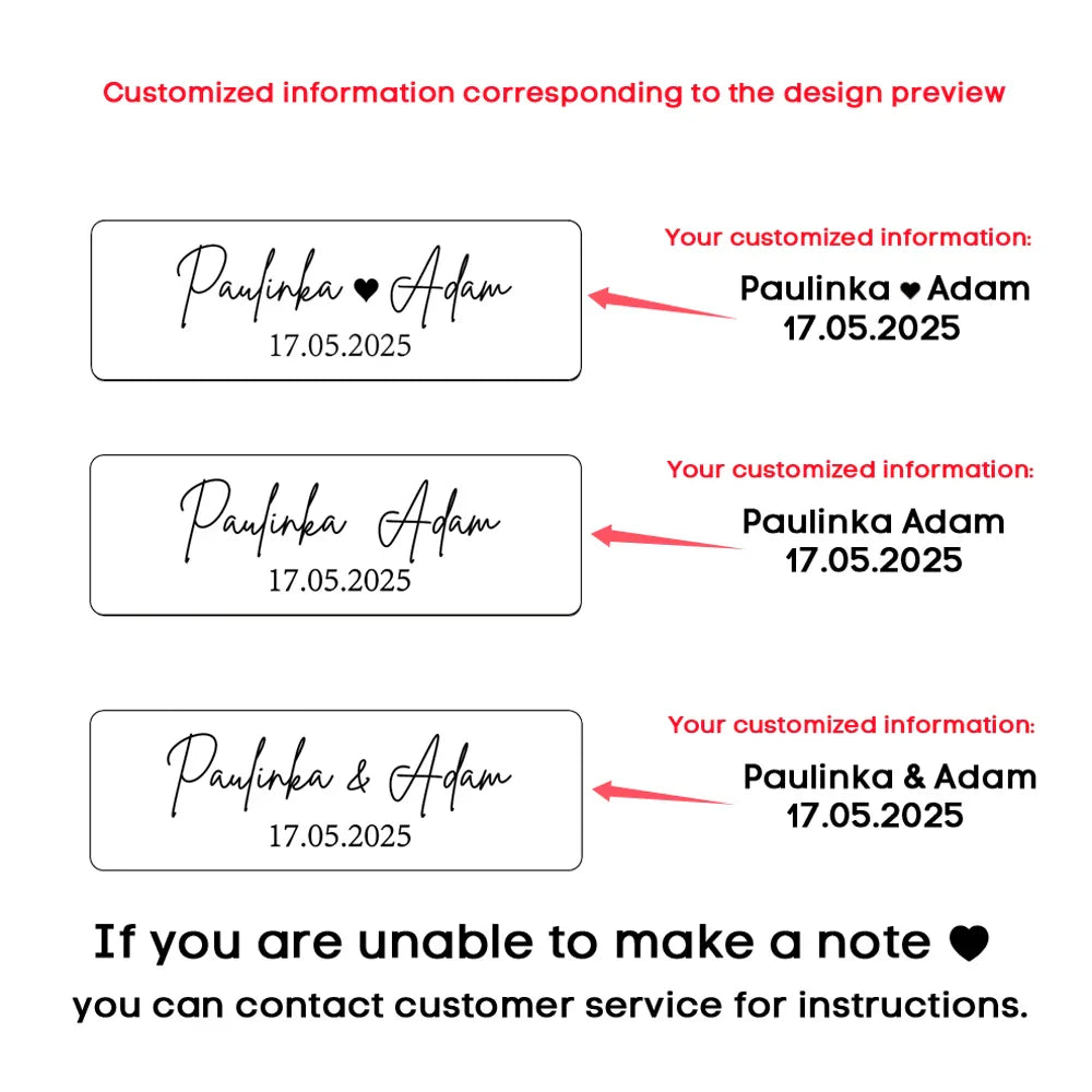 50pcs Custom Rectangular Wedding Stickers - Transparent Personalized Stickers for Wedding Glasses and Decor