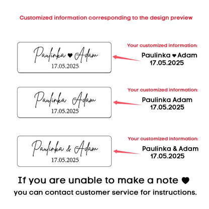 50pcs Custom Rectangular Wedding Stickers - Transparent Personalized Stickers for Wedding Glasses and Decor