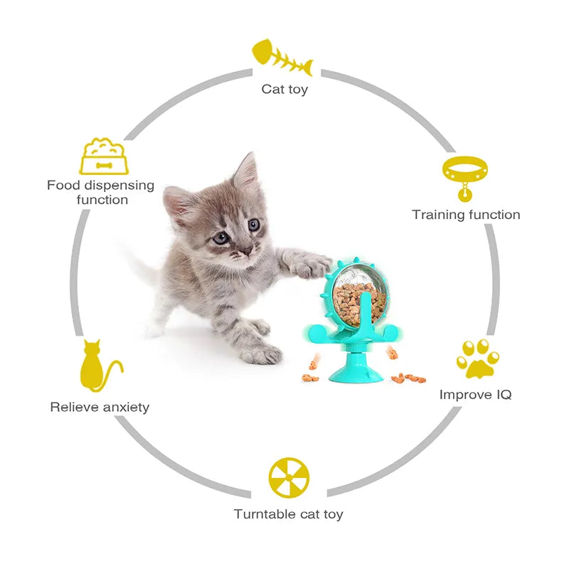 Interactive Cat and Small Dog Treat Leaking Toy: Slow Feeder Dispenser with Rotatable Wheel for IQ Improvement - Fun Kitten and Puppy Accessories
