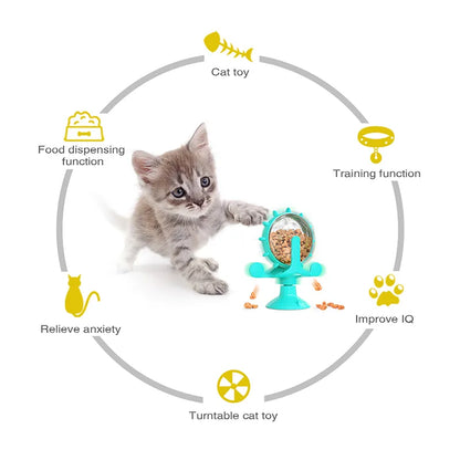 Interactive Cat and Small Dog Treat Leaking Toy: Slow Feeder Dispenser with Rotatable Wheel for IQ Improvement - Fun Kitten and Puppy Accessories