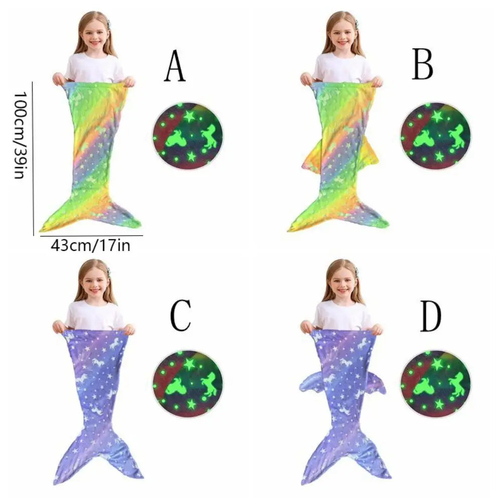 Flannel Mermaid Sleeping Bag — Soft Universal Rainbow Mermaid Tail Blanket, Cozy and Beautiful for Children