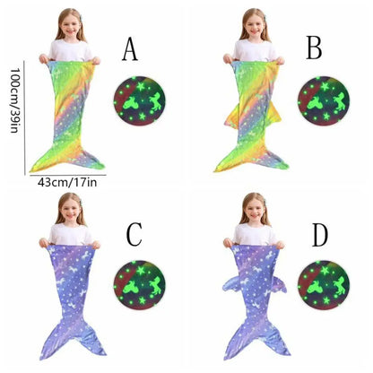 Flannel Mermaid Sleeping Bag — Soft Universal Rainbow Mermaid Tail Blanket, Cozy and Beautiful for Children