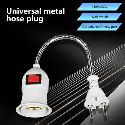 Convenient Lighting Solution: Direct Plug Swivel Lamp Head with E27 Large Screw Lamp Holder - Universal Hose Type with Switch for Versatile Use