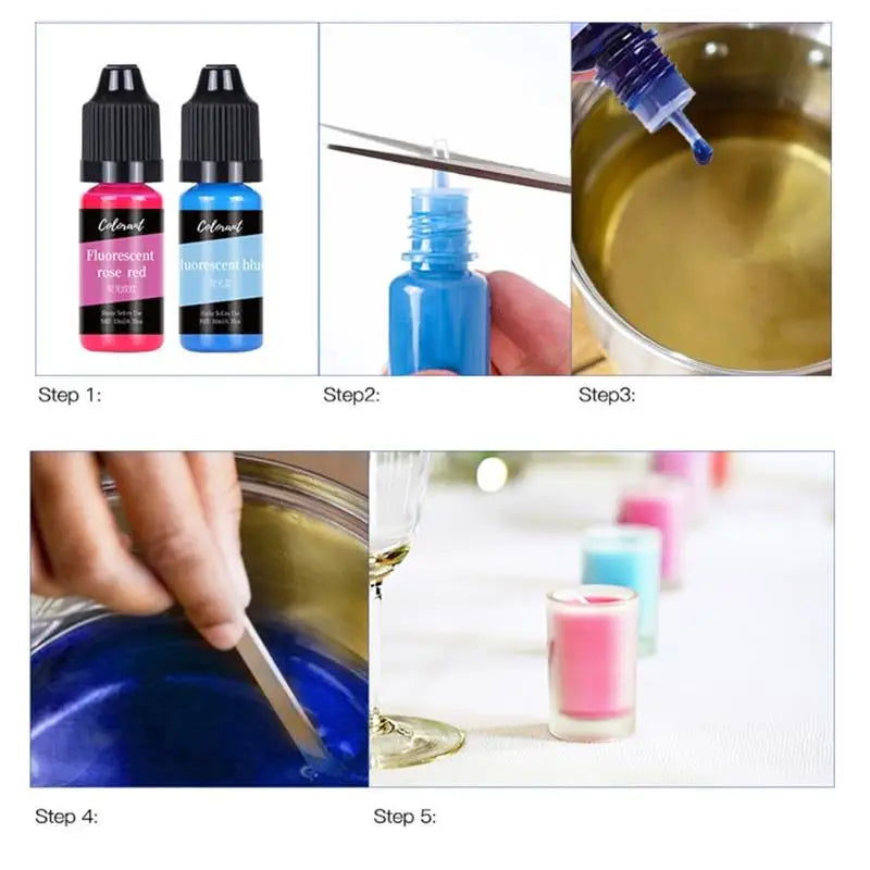 Candle Dyes Kit – Liquid Colorant Pigment Set for DIY Candle Making, Aromatherapy Soap, Soy Wax Dye & Mold Coloring Supplies