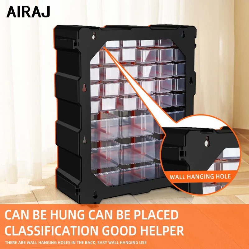 AIRAJ 18in Plastic Drawer Storage Cabinet – 18/39/60 Drawer Organizer for Garage, Beads, LEGO, and Makeup Storage
