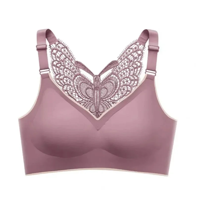 Padded Seamless Butterfly Lace Sports Bra – Push Up Shockproof Women’s Bralette, Comfortable Beautiful Back Support Tank Top Underwear