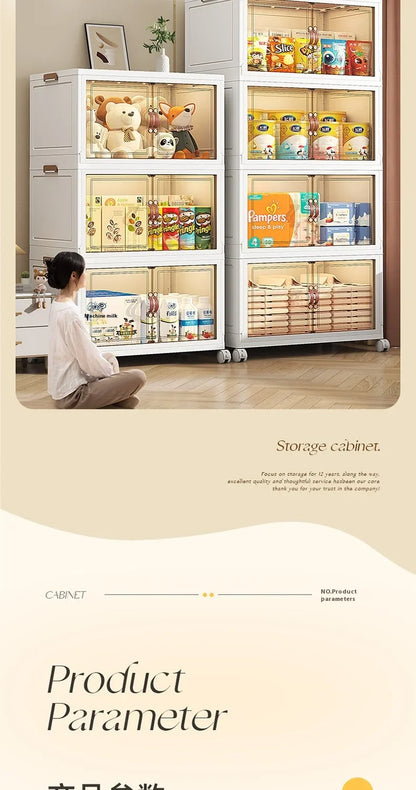 3/4/5 Layers Folding Cabinet Closet Organizer – Stackable Storage Box with Wheels, Large Capacity for Living Room Sundries