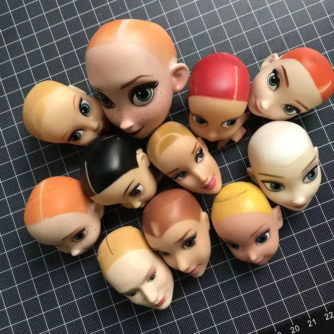 DISNEY Doll Heads – Bald Red Hair King, Queen & Alice with Makeup for DIY Dressing & Accessories