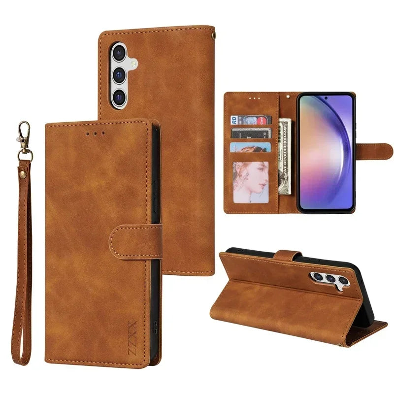 Samsung Galaxy Flip Wallet Case - Leather Card Slot Protective Cover
