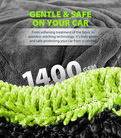 1400GSM Heavy Duty Car Drying Towel — 60x120cm Oversized Double-Sided Super Absorbent Scratch-Free Cleaning Cloth