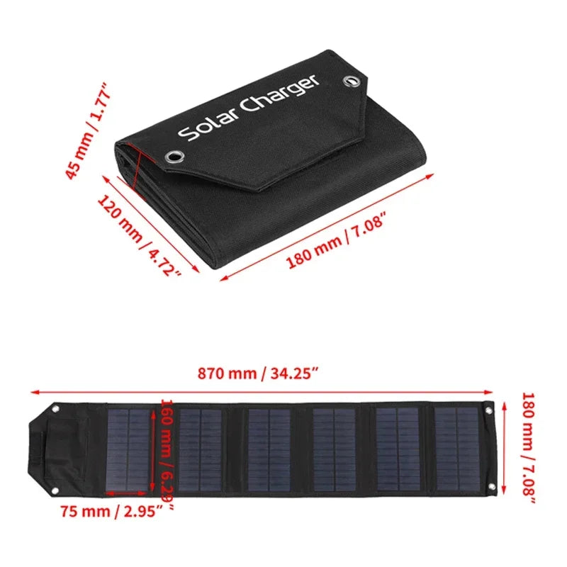 60W 80W 100W Foldable Solar Panel — 5V USB Portable Waterproof Charger for Phone, Camping & Power Bank