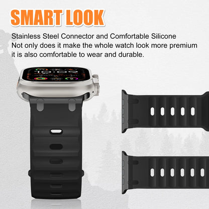 Sport Silicone & Stainless Steel Strap for Apple Watch — Fits Ultra 2 & Series 10/9/8/7/SE (44–49mm)