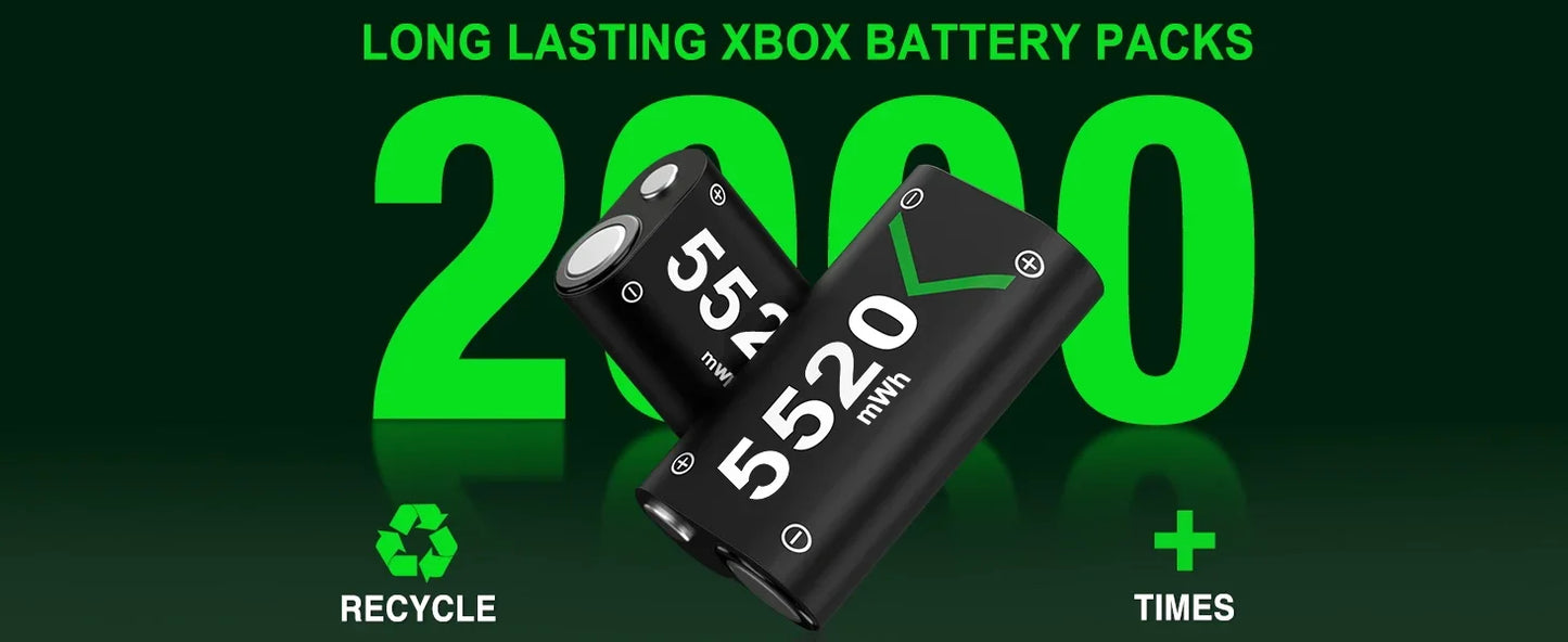 BEBONCOOL 2X 5520mWh Rechargeable Battery Pack – Compatible with Xbox Series S/X, Xbox One S/X & Elite Controller Charger