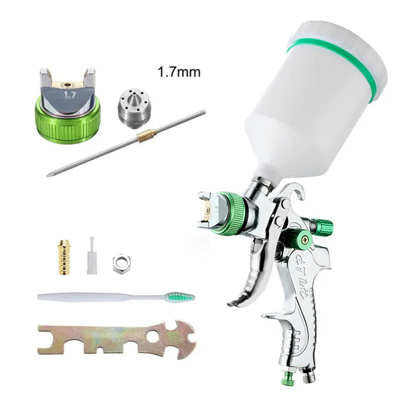 HVLP Professional Spray Gun – 1.4/1.7/2.0/2.5mm Steel Nozzle Gravity Gun for Car Paint | Portable DIY Spray Paint Kit