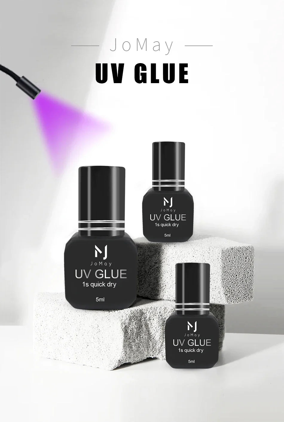 JOMAY UV Eyelash Extension Glue – 0.1s Fast-Drying, Strong & Long-Lasting Adhesive