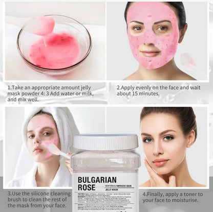 650g Arbutin Rose Jelly Peel-Off Face Mask Powder – Vitamin C Hyaluronic Acid & 24K Gold Mud Skin Care Mask