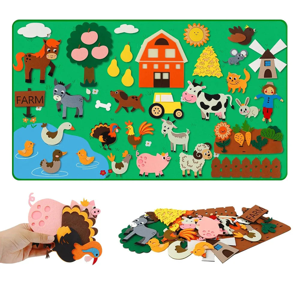 Farm Animals Felt Story Board Set – Interactive Early Learning Wall Puzzle Toys for Toddlers