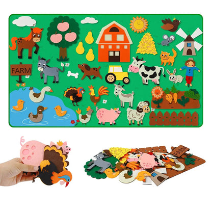 Farm Animals Felt Story Board Set – Interactive Early Learning Wall Puzzle Toys for Toddlers