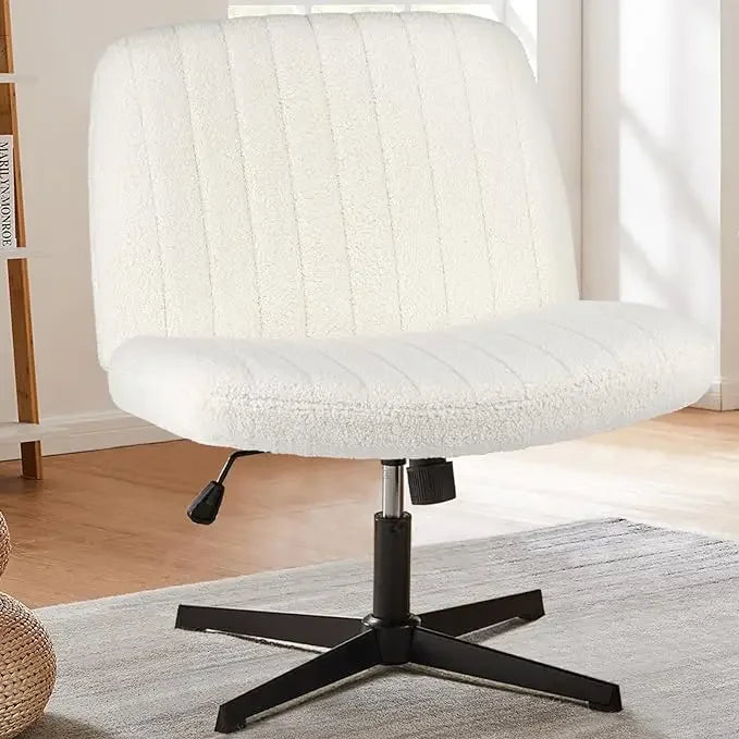 Armless Criss Cross Legged Swivel Office Chair - Wide Desk Chair Without Wheels