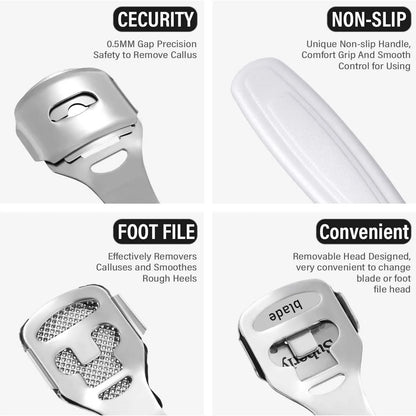 Foot Callus Shaver – Stainless Steel Heel & Hard Skin Remover with 10 Blades Pedicure Tool