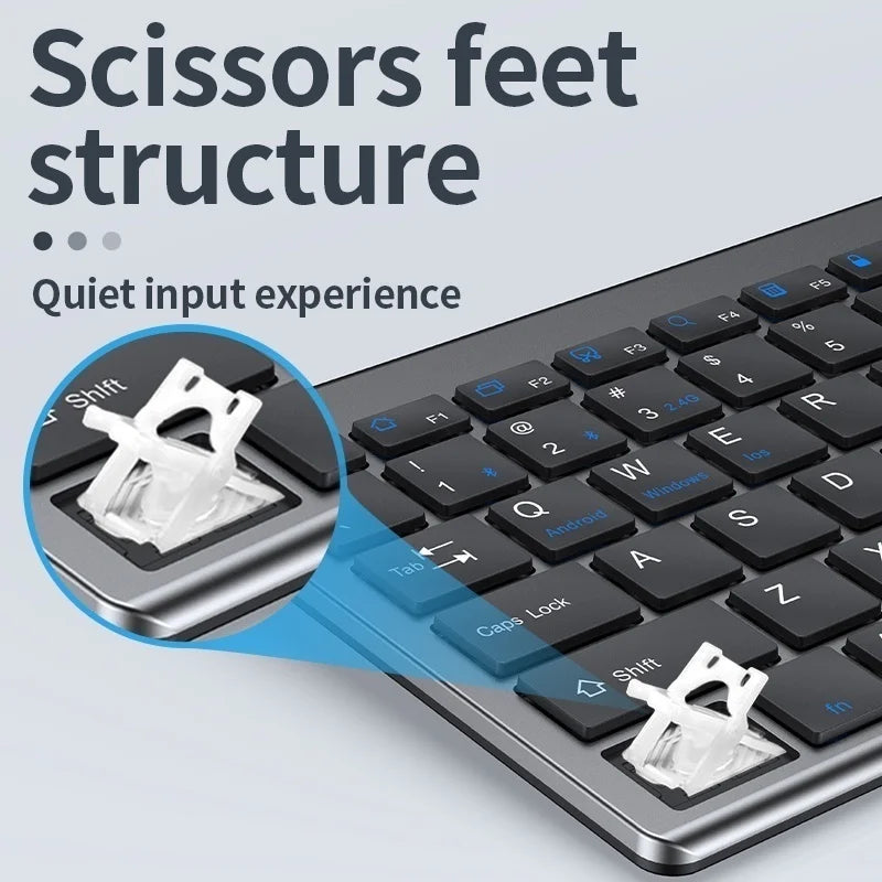 Jomaa Slim Bluetooth Keyboard & Mouse Set — Rechargeable 2.4G USB Wireless Combo for Laptop & Computer