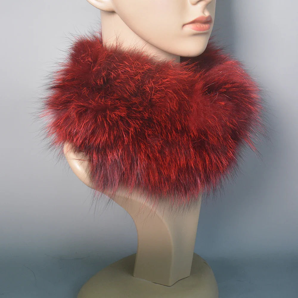 2025 Real Fox Fur Scarf and Headband – Luxury Winter Neck Warmer for Women, 100% Natural Fur, Elastic Ring Muffler