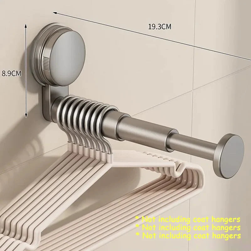 AOBT No-Drill Suction Cup Retractable Folding Hanger Rack — Adjustable-Length Wall & Door Storage